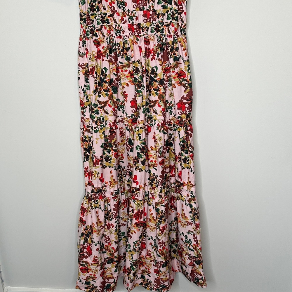 Anthropologie Women's Somerset Pink Floral Midi‎ Dress Size Small Tiered - Picture 12 of 13